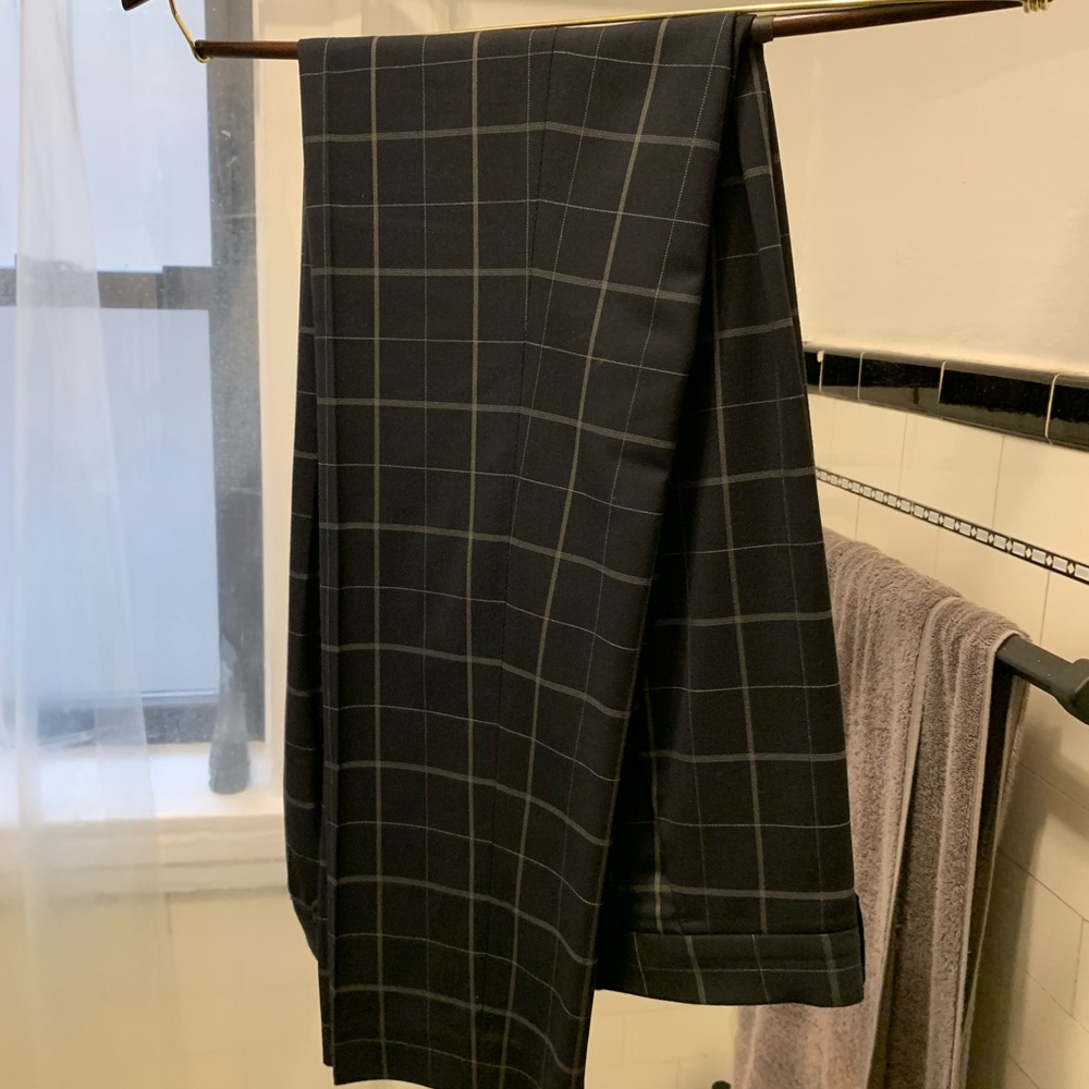 Zara men’s navy windowpane trousers size 34